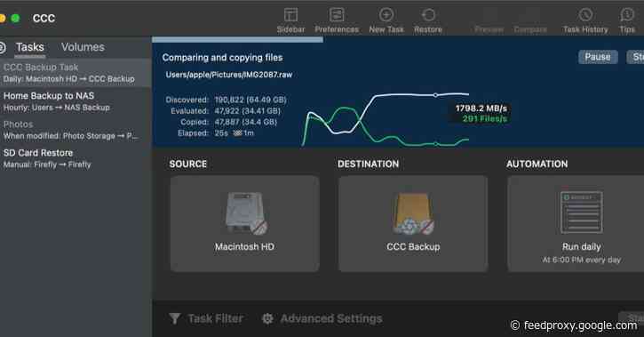 Carbon Copy Cloner for Mac overhauled with 20x speed boost, Dark Mode interface, and more