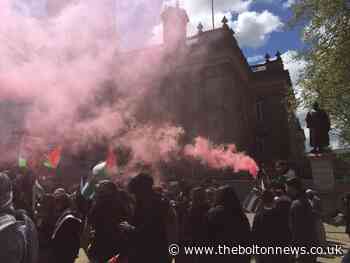 Protestors gather outside Bolton Town Hall for Palestine
