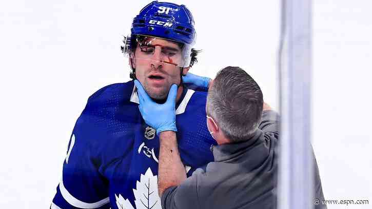 Toronto Maple Leafs star John Tavares to be sidelined at least two weeks after Game 1 collision - ESPN