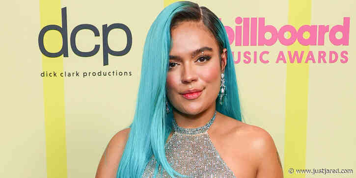 Karol G Rocks Bright Blue Hair & A Shimmering See-Through Look at the Billboard Music Awards 2021