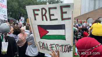 Demonstrators break through barrier at pro-Palestine rally - KTRK-TV
