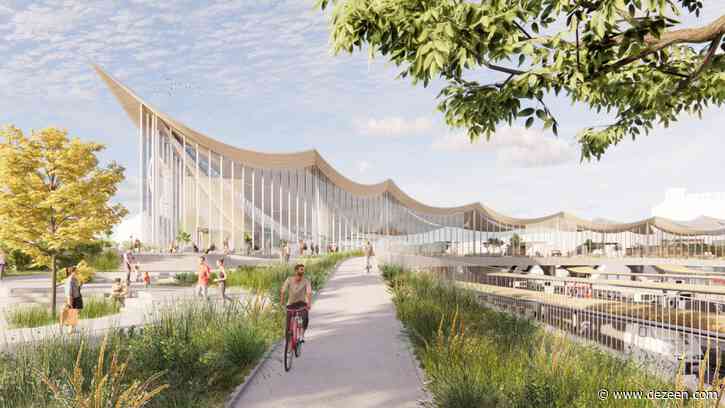 BIG unveils design for Västerås Travel Center with curved timber ceiling