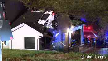 Car crashes through roof and into bathroom of Missouri home