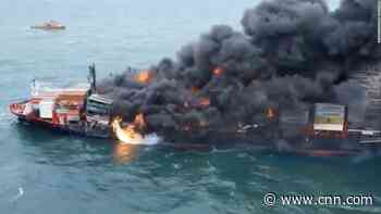 Burning ship in Sri Lanka could cause serious oil leak