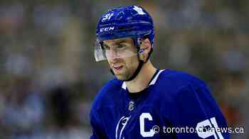 Toronto Maple Leafs captain John Tavares returns to the ice for a skate after serious injury