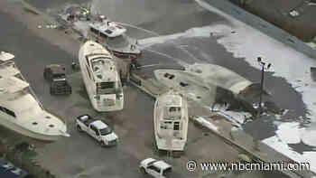 Massive Fire Damages Two Large Yachts on Miami River in Little Havana