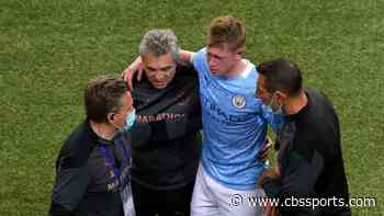 Manchester City's Kevin De Bruyne in tears after being forced off injured from UEFA Champions League final