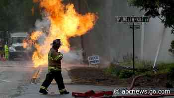 Gas leak causes massive fire in the middle of Massachusetts street