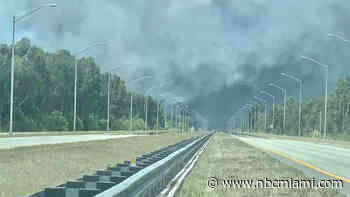 Large Brush Fire Closes Section of Krome Avenue in West Miami-Dade