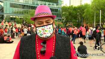 Vigil held at Calgary city hall for 215 children found in graves at former B.C. residential school