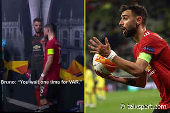 Manchester United star Bruno Fernandes seen frustrated with Europa League final officials over VAR and... - talkSPORT.com