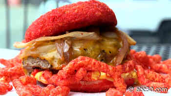 Prime Taco's Hot Cheeto burger has lines of people waiting around the block