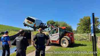 Van lifted to safety after being driven nose first into canal near Greenberfield Locks