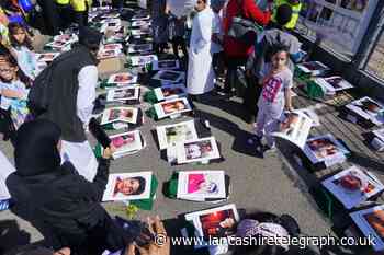 VIDEO: Coffins signifying children killed in Gaza bombings placed at gates of BAE Systems