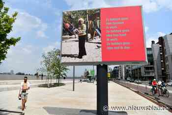 Tijdelijk monument van Ken Lum voor de gewone mens op de Scheldekaai