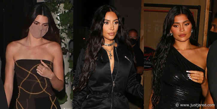 Kim Kardashian Grabs Dinner With Sisters Kylie & Kendall Jenner in LA