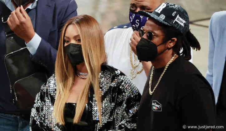 Beyonce & Jay-Z Cheer On the Brooklyn Nets from Courtside Seats!