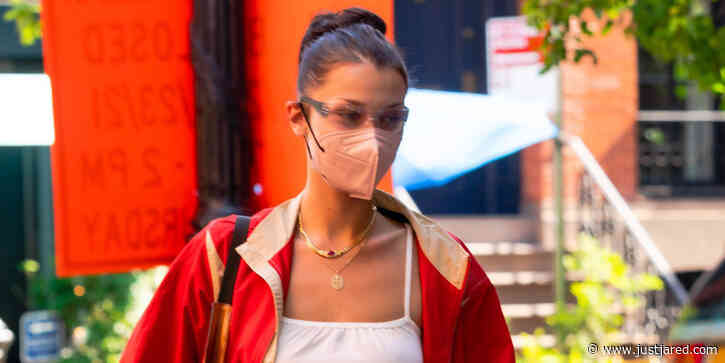 Bella Hadid Bares Toned Abs in Red Tracksuit While Out in NYC