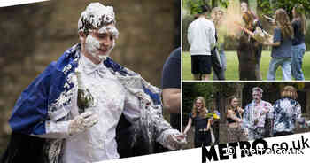 Oxford students cover peers in foam, food, and confetti despite ban on tradition - Metro.co.uk