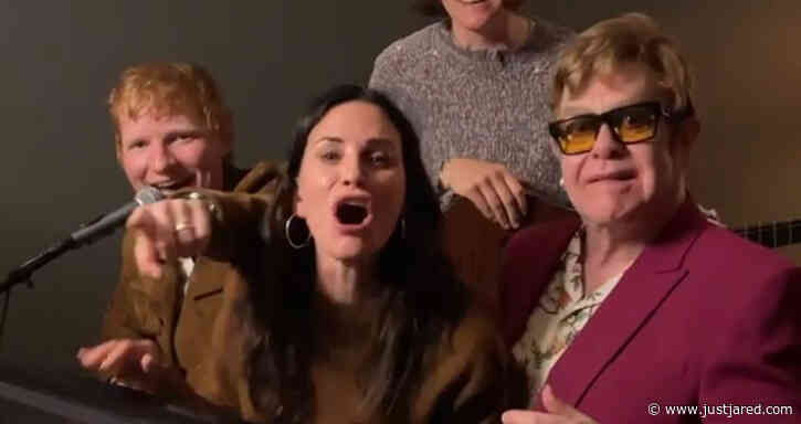 Courteney Cox Recruits Ed Sheeran, Elton John, & More for 'Tony Danza' Performance for Lisa Kudrow - Watch!