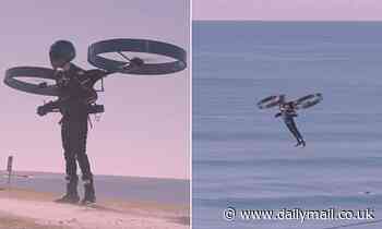 Daredevil takes life-risking flight on electric 'Copterpack' jetpack with dual rotors 