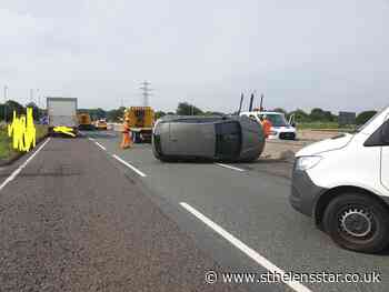Car flips on to side in M6 crash - St Helens Star