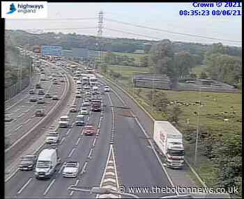 Exit slip road closed and lane shut after fuel spillage on M60