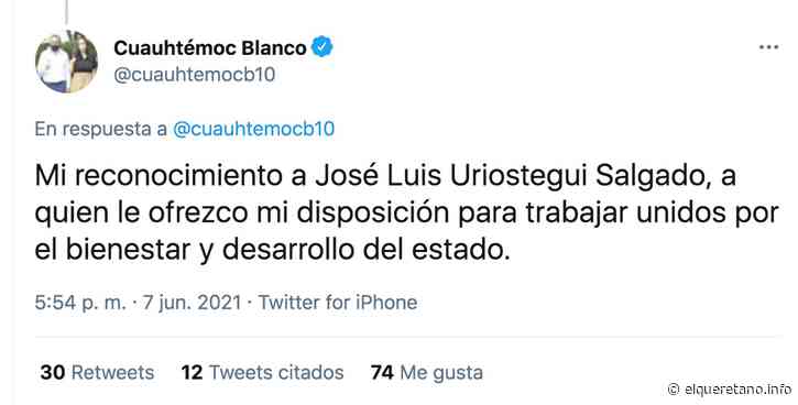 Reconoce Cuauhtémoc Blanco triunfo del panista Urióstegui en Cuernavaca - El Queretano