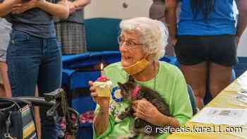 Cupcakes and kittens: Minnesota animal shelter throws 100th birthday party for volunteer