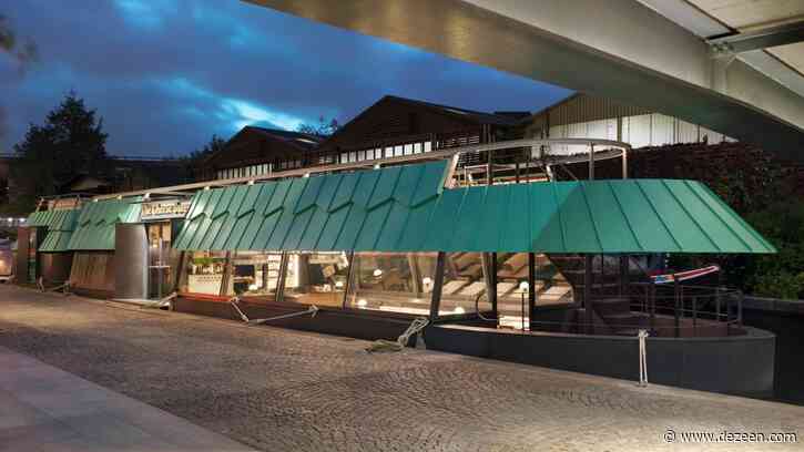 Adam Richards Architects tops floating Cheese Barge with patinated aluminium roof