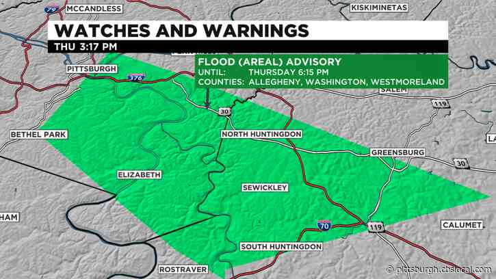 Pittsburgh Weather: Flood Advisory Issued For Parts Of Pittsburgh Area
