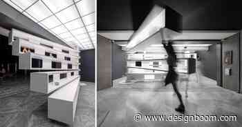 rotating cantilevered structure transforms taipei fine arts museum store into a dynamic space - Designboom