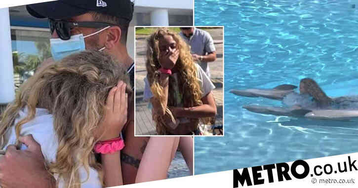 Peter Andre and Katie Price’s daughter Princess gets emotional swimming with dolphins in Portugal