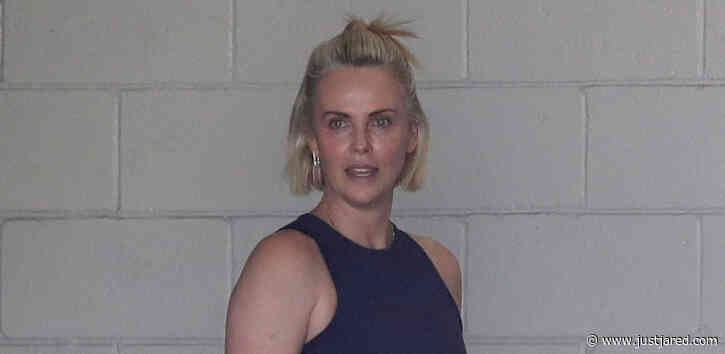 Charlize Theron Rocks Bright Orange Leggings For Her Workout