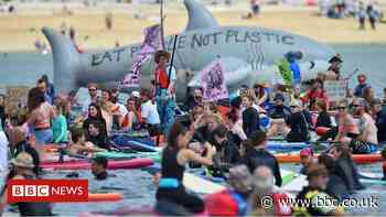 G7 in Cornwall: Environmental protesters take to streets and sea