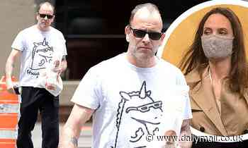 Jonny Lee Miller steps out after ex-wife Angelina Jolie visited his Brooklyn apartment with wine