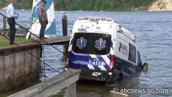 Stolen ambulance crashes into bay after lengthy police chase