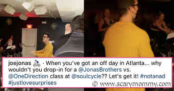 Joe Jonas Shows Up To Jonas Brother-Themed Cycling Class, Chaos Ensues - Scary Mommy