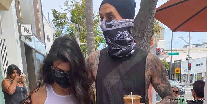 Travis Barker Wraps Protective Arm Around Kourtney Kardashian During Quick Coffee Run