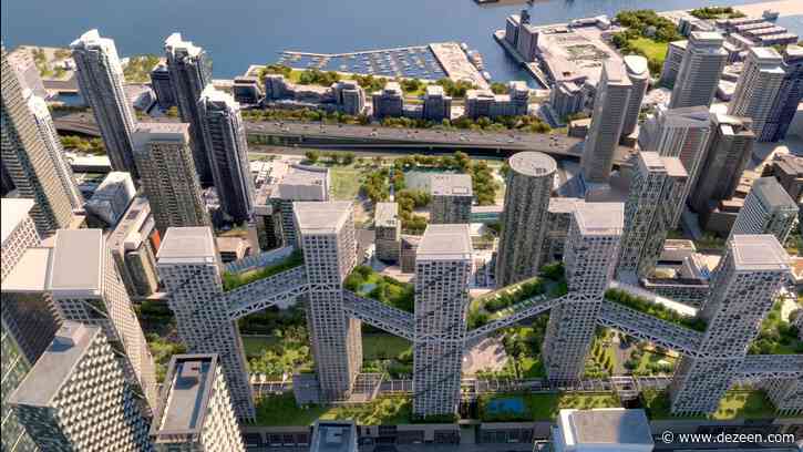 Safdie Architects designs interconnected housing blocks alongside park over train tracks