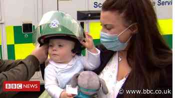 Tears as Glasgow paramedics meet tiny baby they saved