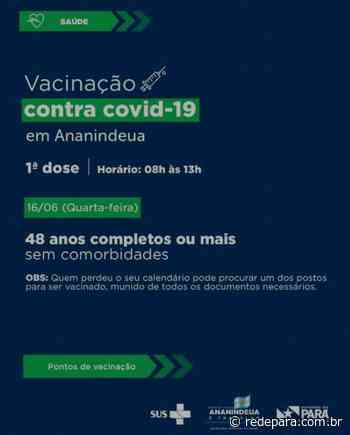 Ananindeua vai vacinar com a primeira dose pessoas com 48 anos completos ou mais sem comorbidades - REDEPARÁ