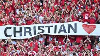 Christian Eriksen: Denmark & Belgium players and fans show support in 10th minute