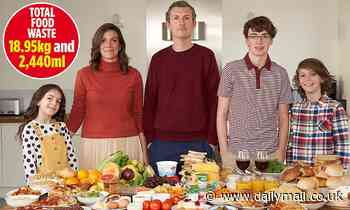 Family of five keep a diary of their food waste - with the result laid bare in this picture - Daily Mail