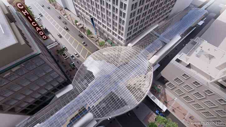 SOM reveals plan to add curving glass canopy to Chicago metro station