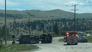 Cement truck overturns on Highway 5A in Aberdeen; no injuries or major spill - CFJC Today Kamloops