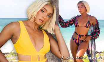 Tiffany Haddish is a blonde bombshell as she models colorful swimsuits on Bahamas trip