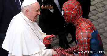 Spider-Man swings into the Vatican to meet Pope Francis     - CNET