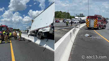 Houston traffic: Box truck crashes into light pole on Beltway 8 in NW Harris Co. - KTRK-TV