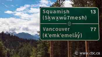 Road signs along the Sea to Sky Highway offer insight into the history of the Sḵwx̱wú7mesh people